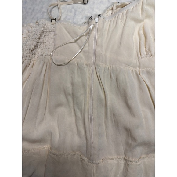 Maeve Anthropologie Ivory Floral Lace Tiered Mini Dress XL Sweetheart Smocked - Picture 16 of 16